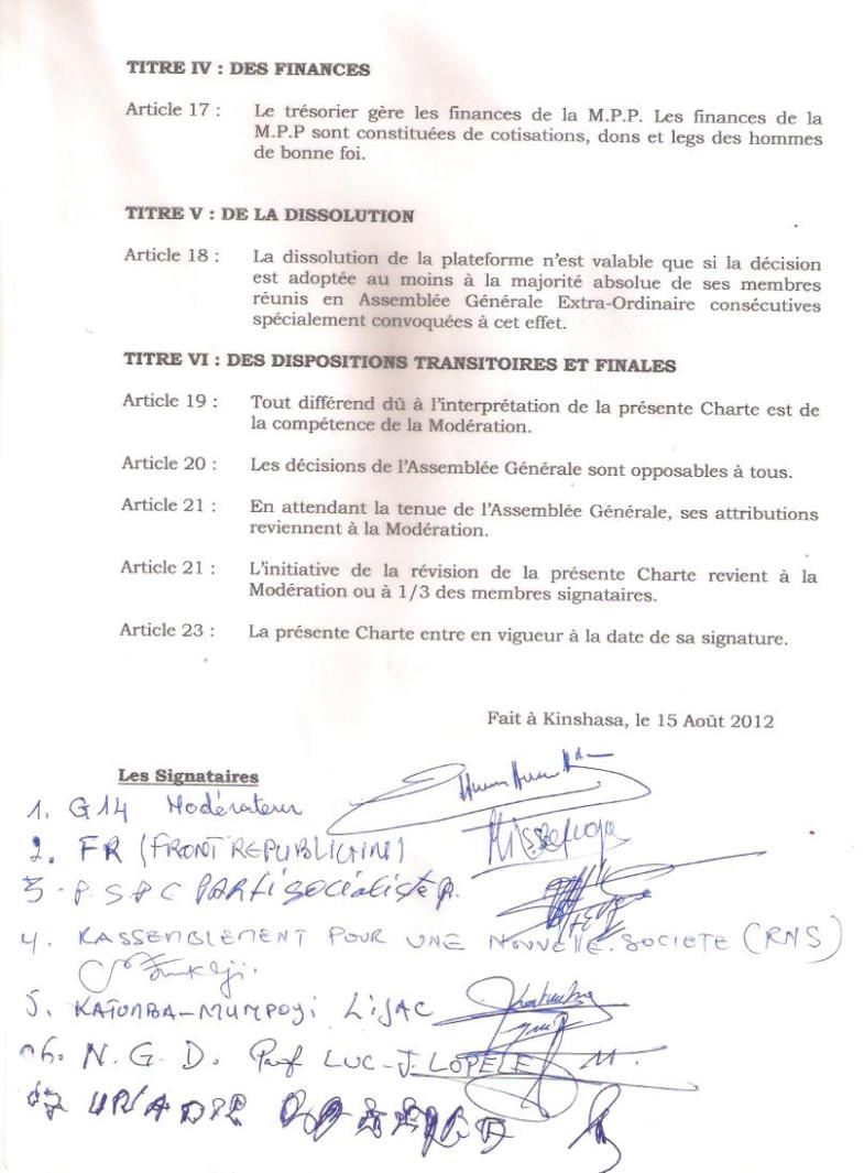 FLASH: SIGNATURE DE LA CHARTE CONSTITUTIVE DE LA MPP A KINSHASA PAR LES PARTIS ET PERSONNALITES POLITIQUES ADHERANTS Des-signatures-1