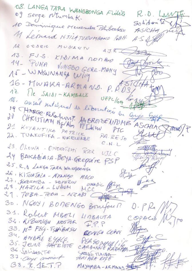 FLASH: SIGNATURE DE LA CHARTE CONSTITUTIVE DE LA MPP A KINSHASA PAR LES PARTIS ET PERSONNALITES POLITIQUES ADHERANTS Des-signatures-2